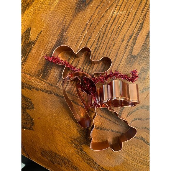 Set Of 4 Copper Cookie Cutters - Gingerbread Candy Cane & Tree Shapes - Picture 1 of 5
